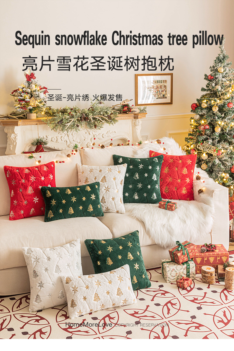 Set di 4 federe per cuscini natalizi 45 x 45 cm, federe