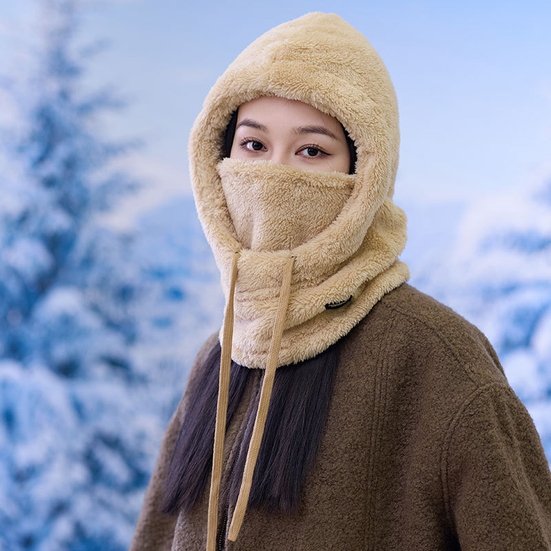 跨境帽子冬季男女防风雪帽户外运动围脖口罩连体毛绒帽棉绒骑行帽|undefined