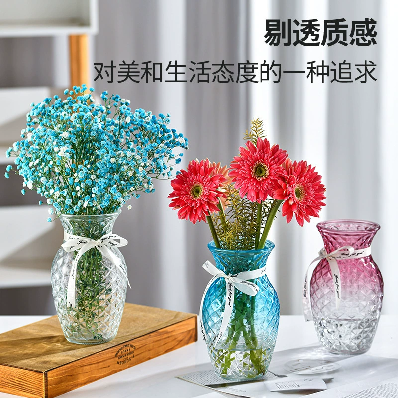 Оптовая Творческий Ананасовый Узор Прозрачная Стеклянная Ваза Красочная Гидропонная Стеклянная Ваза Домашний Декоративный Настольный Аранжировка Цветов