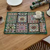 Jacquard Black Square Embroidered Green Shells