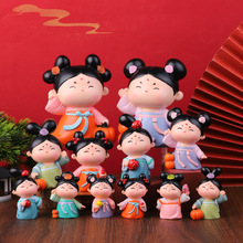 创意国潮古风糖小梦唐风少女摆件卧室桌面装饰摆件厂家一件代发