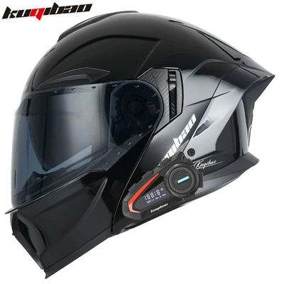 3C Certified Full-Face Helmet, Motosiklet kaskı (dəbilqə) - bright-black-with-k20-bluetooth-with-black-film-m