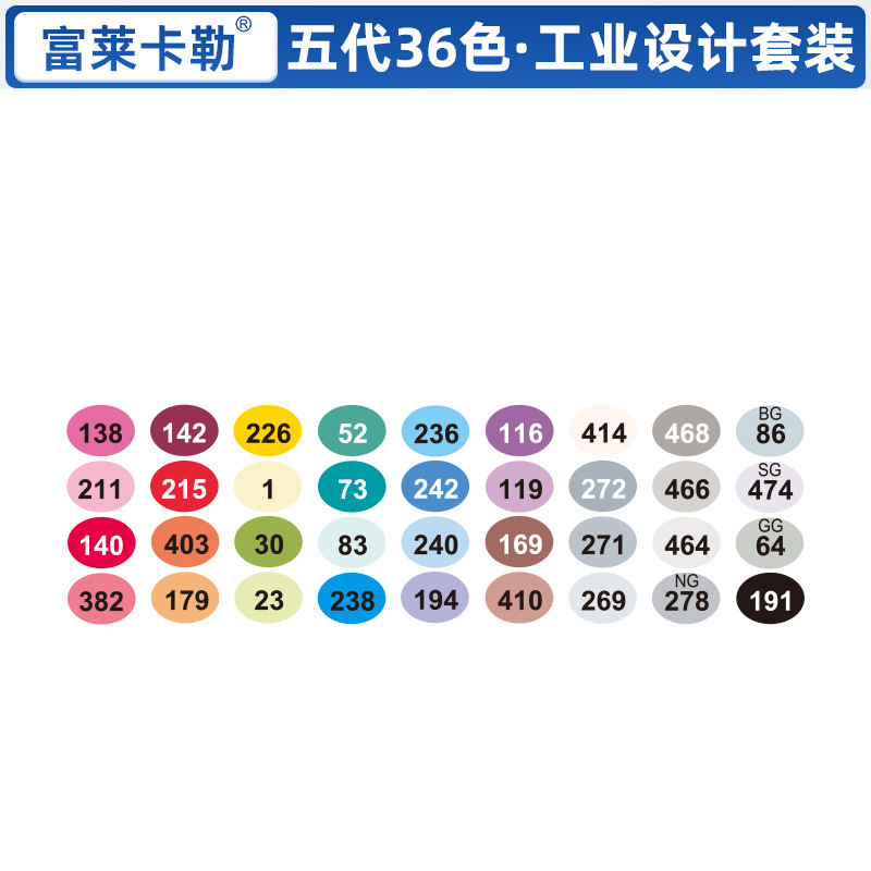 36 colores industriales de cinco generaciones