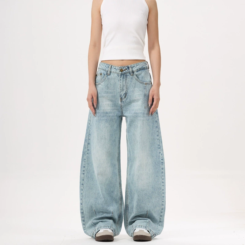 橙绢 Bamboo jeans for men and women, trousers, American style, loose fit