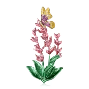 Elegant and Generous Alloy Enamel Lavender Butterfly Brooch Gentle and Fresh Ladies Clothing Corsage Jewelry Pin
