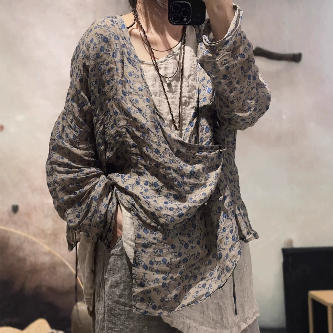 250331/маленькая рыбка рами с кардиганом весной и летом ретро кардиган солнцезащитный свитер