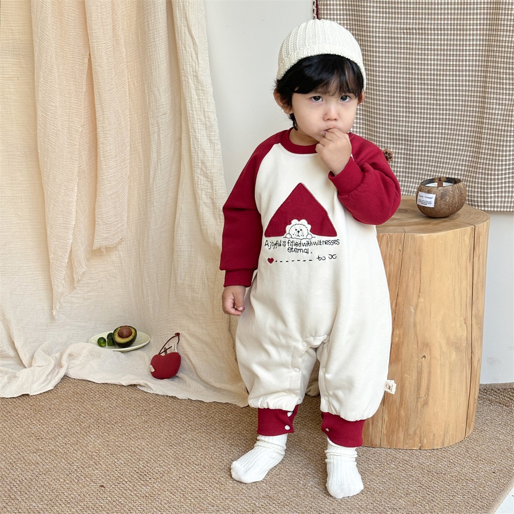 Ropa para bebés otoño e invierno nuevos productos mono acolchado para hombres y bebés mameluco de manga larga con forro de algodón