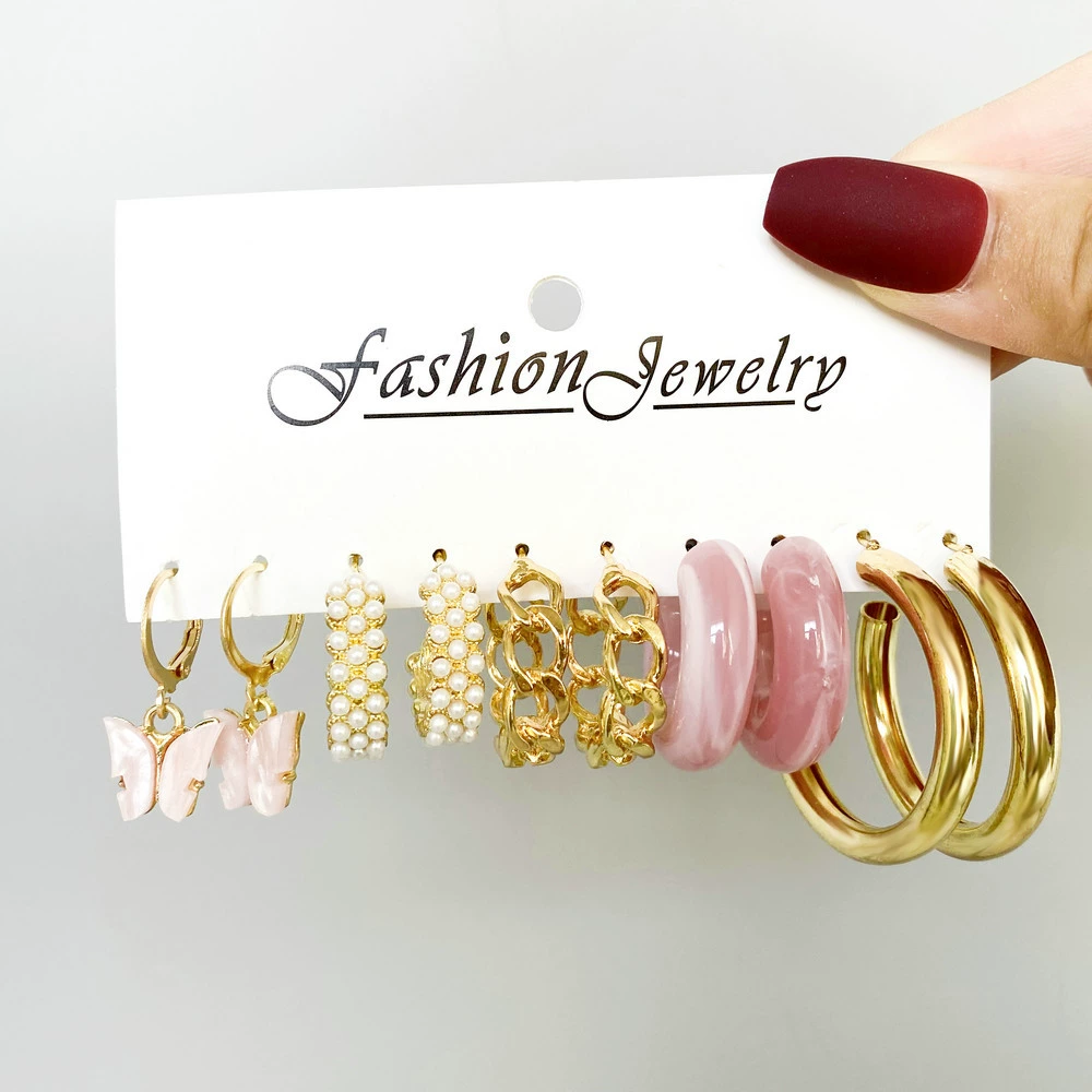 (Cross-border trading), retro earrings, creative set, 5 pair, flowered