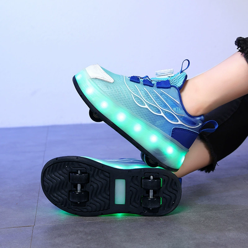 Детские восьмиколесные туфли Heelys, оптовая продажа, перезаряжаемые светящиеся роликовые коньки, четырехколесные коньки для мальчиков, обувь для девочек на колесах