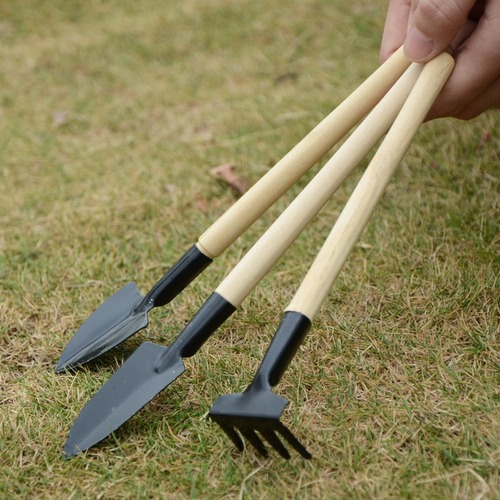 Stainless steel three-piece set for flower gardening and succulent planting three-piece set of tools for growing vegetables and flowers, small shovel set for loosening soil