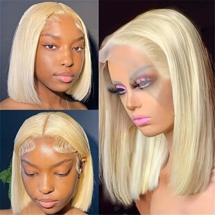Amazon European and American front lace 13*4 wig bobo head split bangs chemical fiber full head cover factory in stock wig