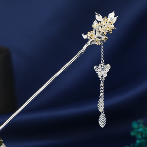 Twelve flower gods ancient style silver-decorated hairpins, women's step-by-step tassel Han clothes headdresses, hair pins, cheongsam, high-end hair accessories