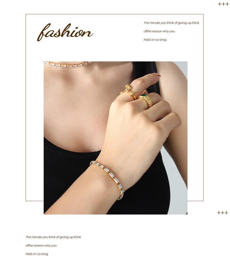 Fashion Geometric Titanium Steel Inlay Bracelets Necklace