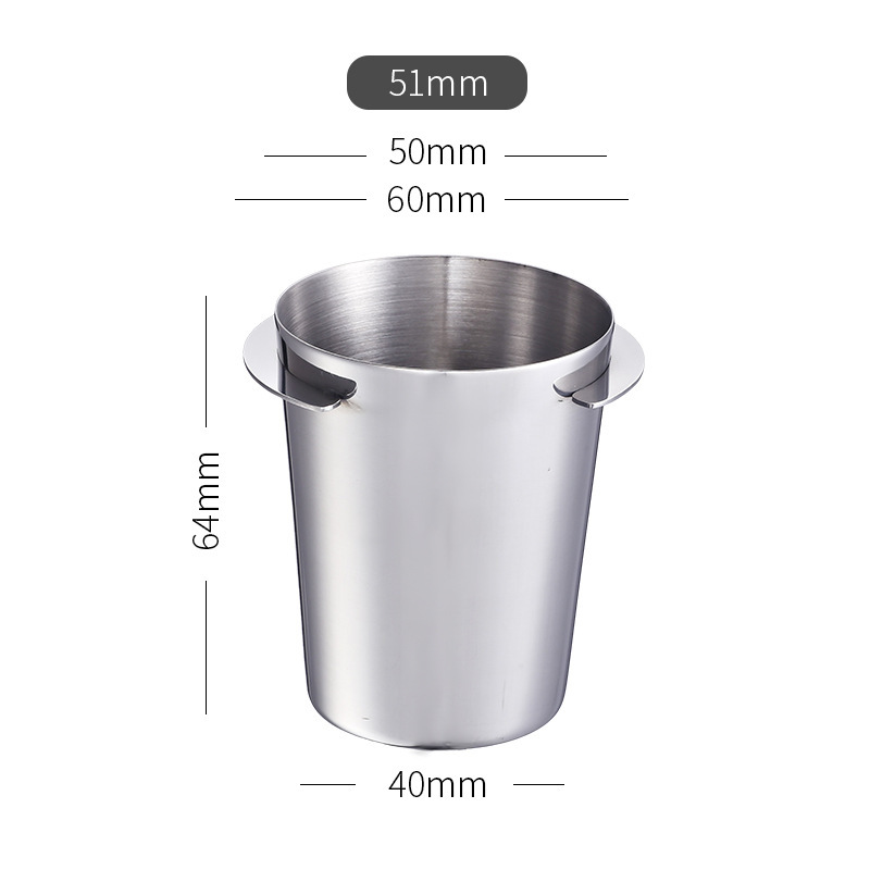 304 acero inoxidable taza de polvo espesar accesorios de cafetera italiana mango de polvo taza de olor EK43 molino de frijoles