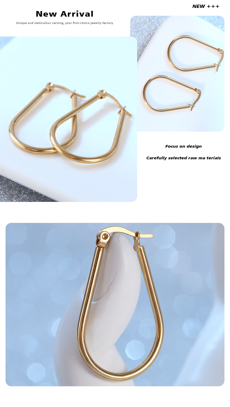 Fashion U Shape Stainless Steel Plating Earrings 1 Pair