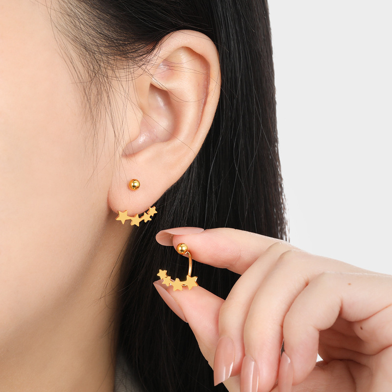 Korean Style New Style Elegant Small Group Group Five Corner Star Ear Nail Fashion Ins Style Simple Cross-border Titanium Steel Earrings Korean Style New Style Elegant Small Group Group Five Corner Star Ear Nail Fashion Ins Style Simple Cross-border Titanium Steel Earrings