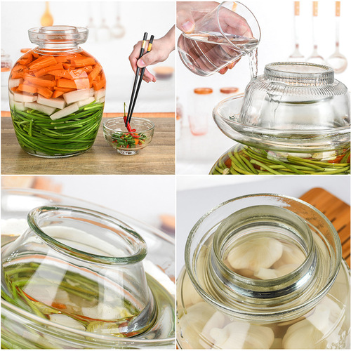 Pickle jar glass thickened pickle jar pickle jar household large sealed Sichuan pickle jar with lid