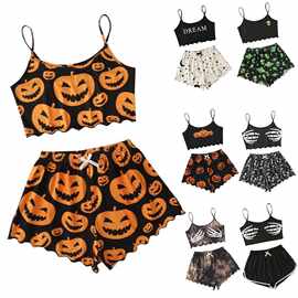 V 21717 Halloween printed two-piece bikini 万圣节印花分体比