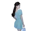 Mesh low cut candy colored flying sleeves with ruffled edges as a base dress