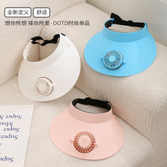 Cross-border new summer sunshade sun protection fan minimalist rotatable high wind force outdoor USB charging hat fan