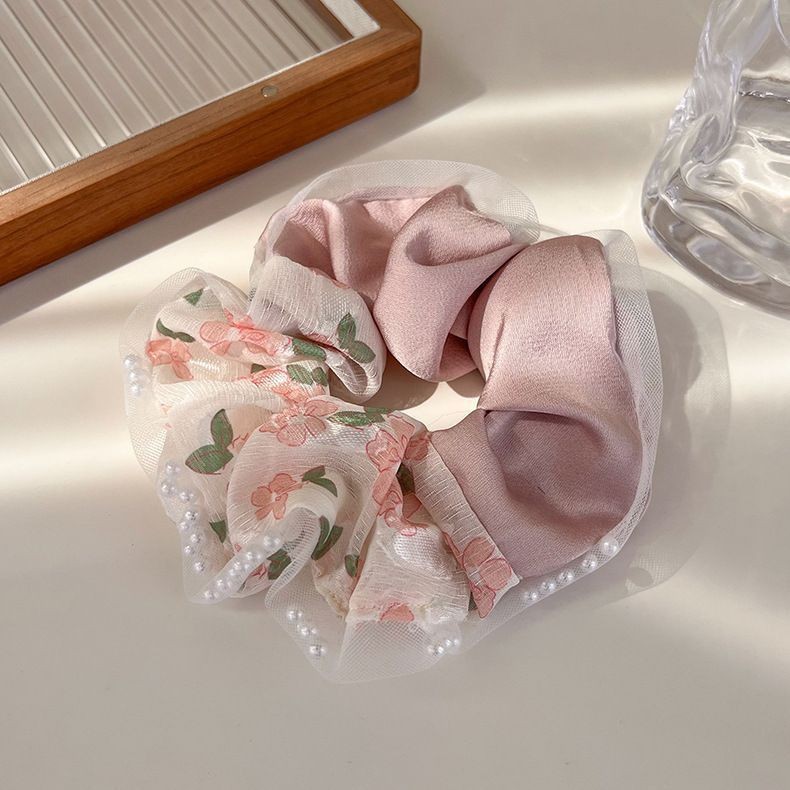 핑크 진주 머리끈