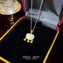 中国风如意长命锁项链轻奢小众设计平安锁吊坠不掉色钛钢锁骨链女