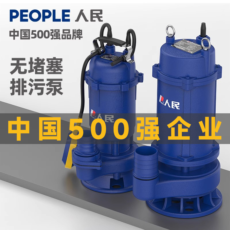人民大功率污水泵220v高扬程大流量耐腐防堵塞抽粪鱼塘排污潜水泵