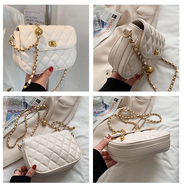 Fashion Rhombic Chain Solid Color Shoulder Messenger Small Square Bag display picture 31