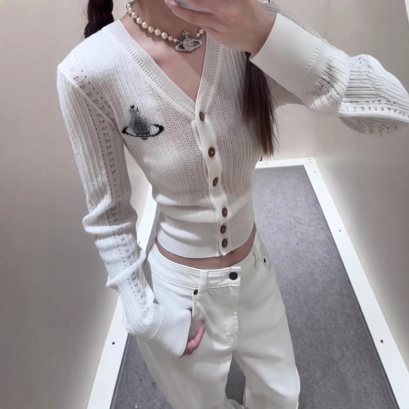 供南油！vivi初秋新款刺绣针织衫纯欲少女长袖开衫|undefined