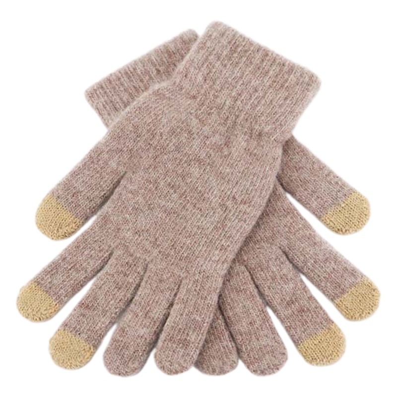 Guantes de lana para mujer, otoño e invierno, cálido, pantalla táctil, ciclismo, a prueba de viento, guantes de punto simples para mujer, deportes a prueba de frío, al por mayor