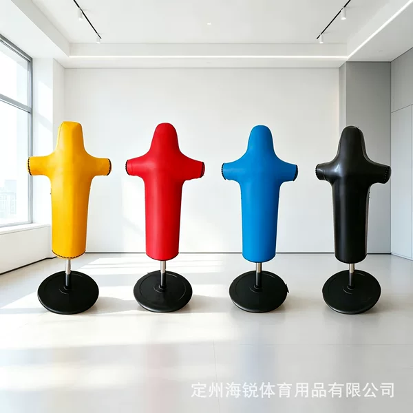 Human-shaped standing boxing punching bag for stress relief and training, adult-sized, round, solid, rubber-coated cast iron base