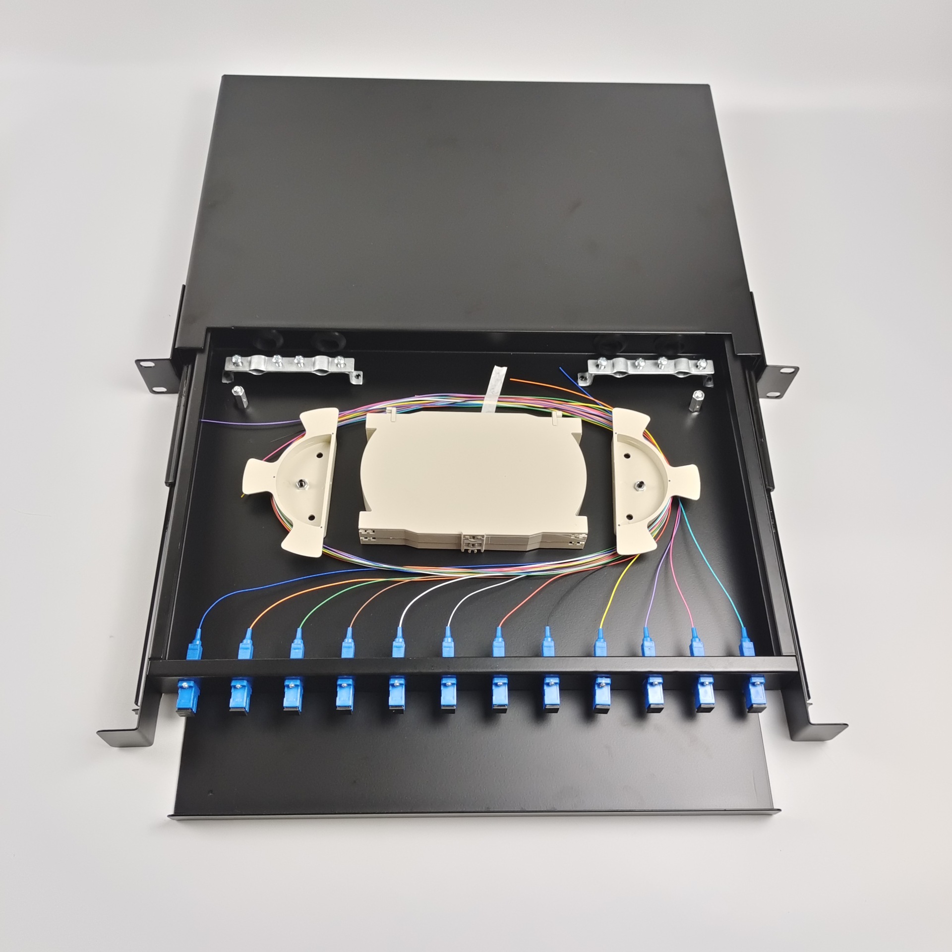 12口抽拉机架式终端盒加厚光纤配线架ODF抽拉式光纤盒SC12芯