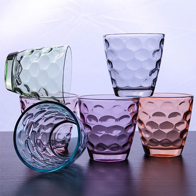 Colorful, heat-resistant, household water cups, raindrop-shaped cups, lead-free glass cup set, including teacups, beer glasses, juice glasses, and water glasses Colorful, heat-resistant, household water cups, raindrop-shaped cups, lead-free glass cup set, including teacups, beer glasses, juice glasses, and water glasses