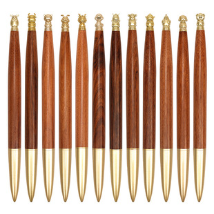 Solid Wood Signature Pen with Brass, Twelve Zodiac Signs, Neutral Pen for Business Office Writing and Calligraphy Practice, Sandalwood, High Aesthetic Value