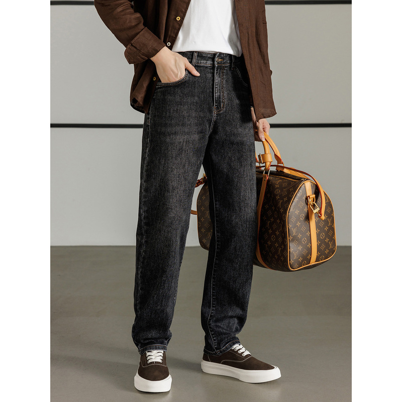 Light Business Jeans 2026 Korean Version Men's Casual New Straight Slim Fit Pants for Outdoor Wear Trendy Spring and Autumn Wear