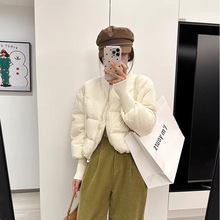 乐灵飞羽绒棉服女2024新款冬季棒球领宽松简约小个子面包服短款外