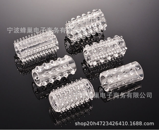 6-pieza anillo de bloqueo de esperma conjunto de dientes de lobo de los hombres suministros de pareja de sexo anillo de retraso de púas conjunto de cristal transparente Al Por Mayor