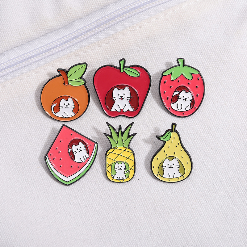 Cartoon Style Pear Apple Watermelon Alloy Stoving Varnish Unisex Brooches display picture 6