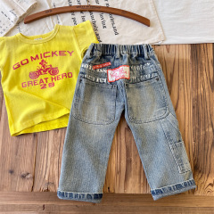 【少量】日系童裝中古DD兒童做舊牛仔褲長褲