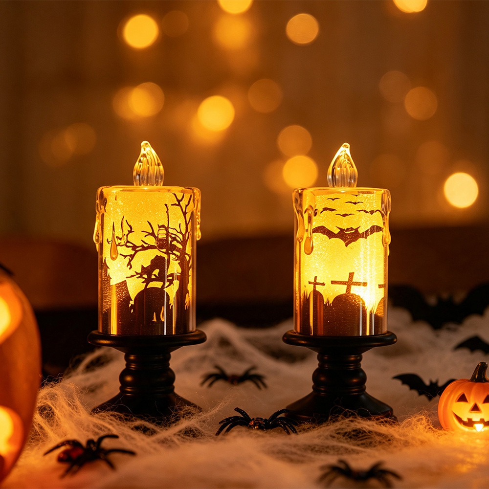 Lámpara de calabaza de Halloween nuevo candelabro decorativo lámpara de viento LED lámpara de vela electrónica creativa lámpara de aceite decoración luz de la noche image 16