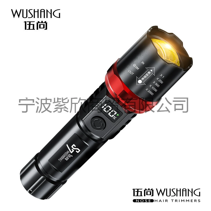 Большой пассажирский трансграничный цифровой дисплей сильный свет фонарик зарядное время автономной работы портативный ультраяркий зум белый лазер