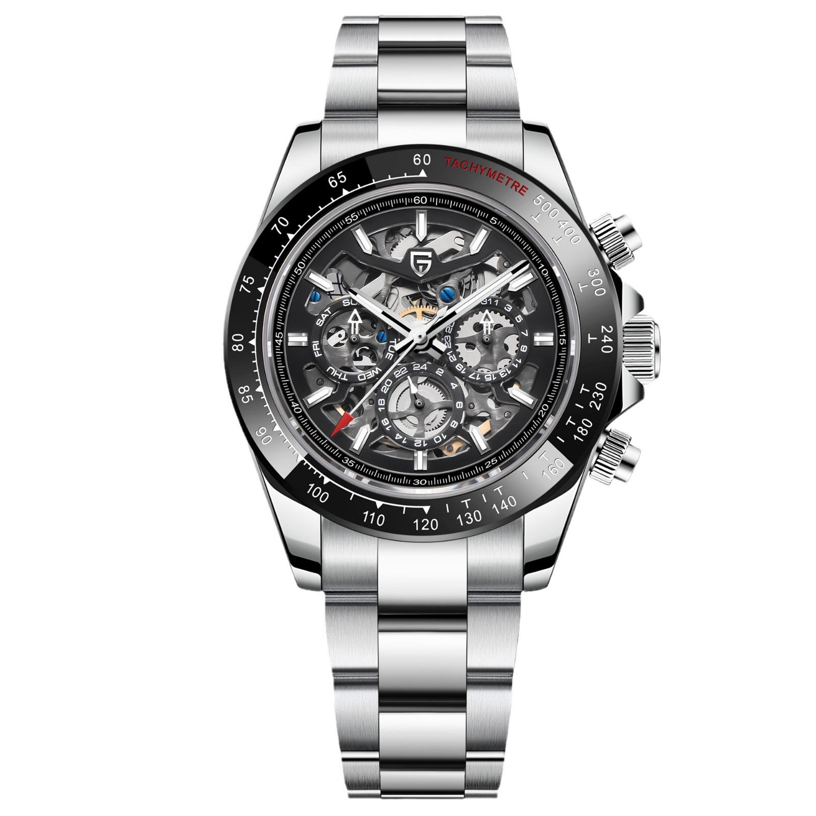 PAGANIDESIGN reloj mecánico automático de los hombres multi-función impermeable hueco Arco Iris anillo reloj masculino 1777