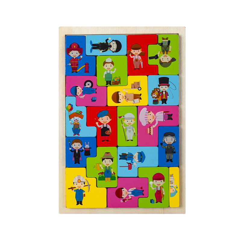 Tetris, bloques de construcción, animales, rompecabezas de madera tridimensionales creativos, personajes, entrenamiento de pensamiento cognitivo, juguetes de rompecabezas image 7