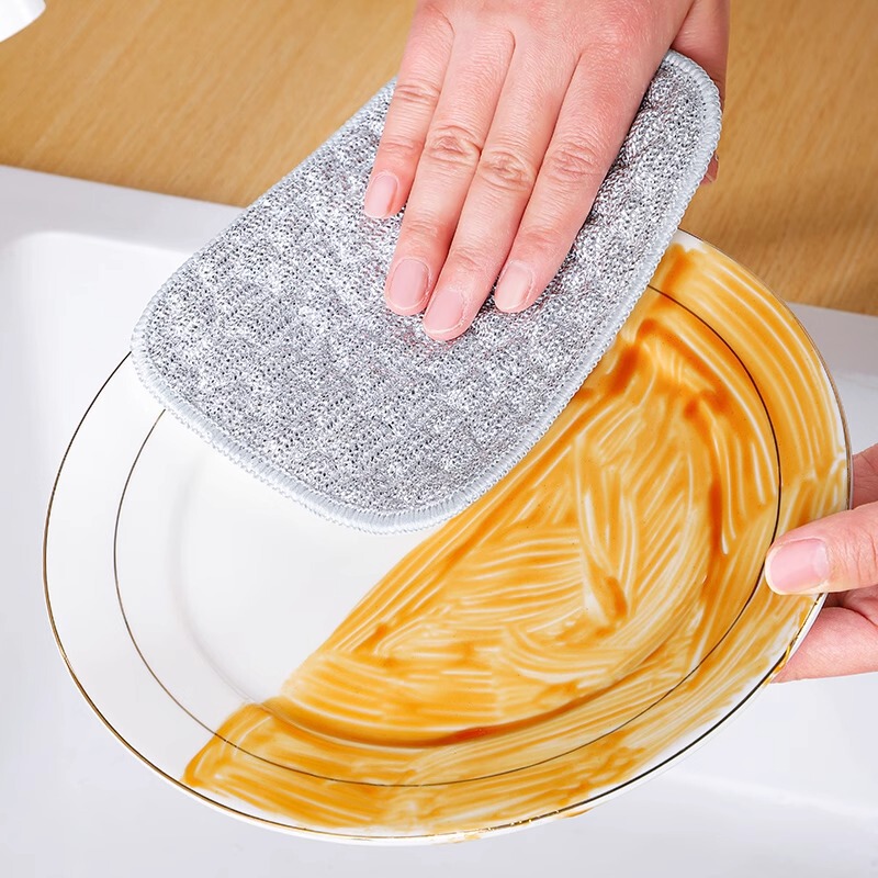 新しい銀糸綿糸両面食器洗いタオルキッチン特殊増粘ノンスティックオイル食器洗いツールクリーニング雑巾卸売|undefined