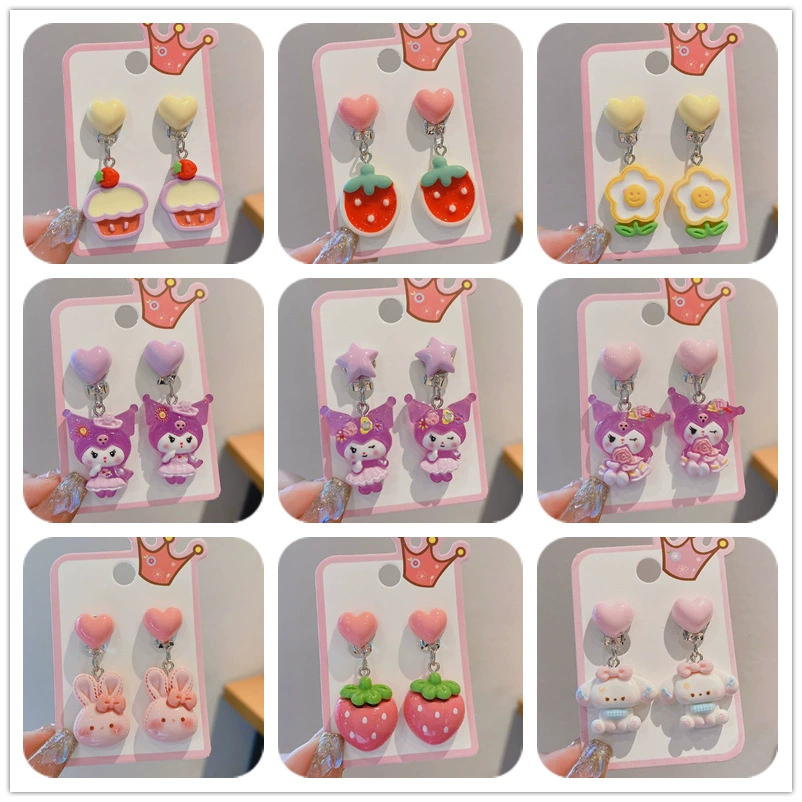 2024 новый ухо без проколов Kuromi Children Fun Net Red Kats Cartoon Cartoon Choir Fat Card Клип оптом