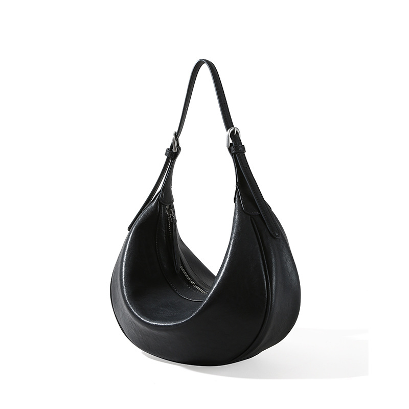 New Top Grain Vegetable-Tanned Leather Commuter Dumpling Bag, Luxury Genuine Leather Shoulder & Crossbody Bag For Women - Thumbnail 8