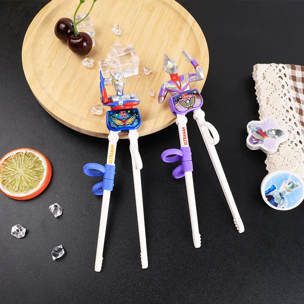 Ultraman Learning Training Chopsticks Cerodiga Training Chopsticks 2-3-6 Years Old Baby Boy Tableware Two-Stage Chopsticks