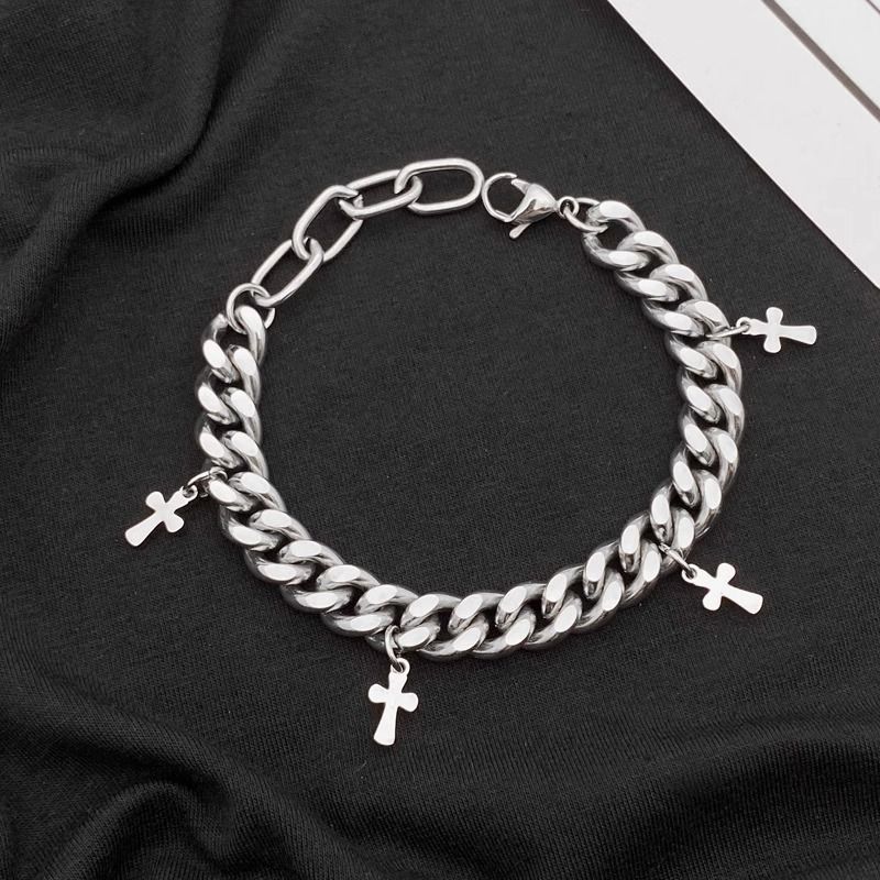 Men's Gender Hip-Hop Cross Titanium Steel Plating Men's Bracelets Men's Chain Bracelets