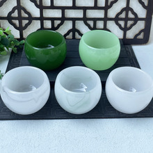 仿玉石杯子白玉青花翠玉功夫茶杯茶具展会会销礼品摆地摊货源批发