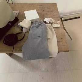 现货 ga*rielle松紧腰卫裤韩国东大门女装口袋刺绣抽绳韩系束脚裤